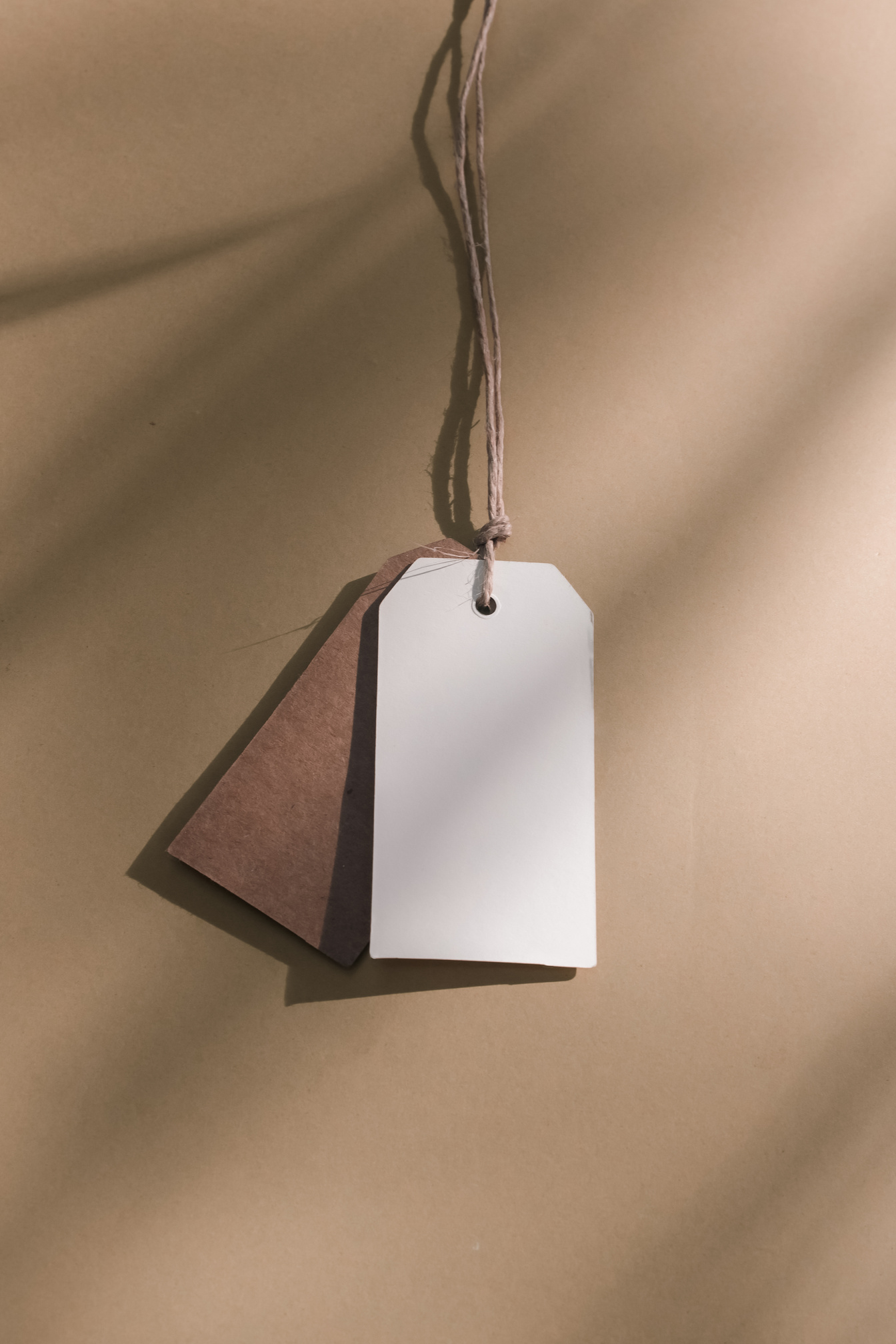 Brown and White Paper Tag